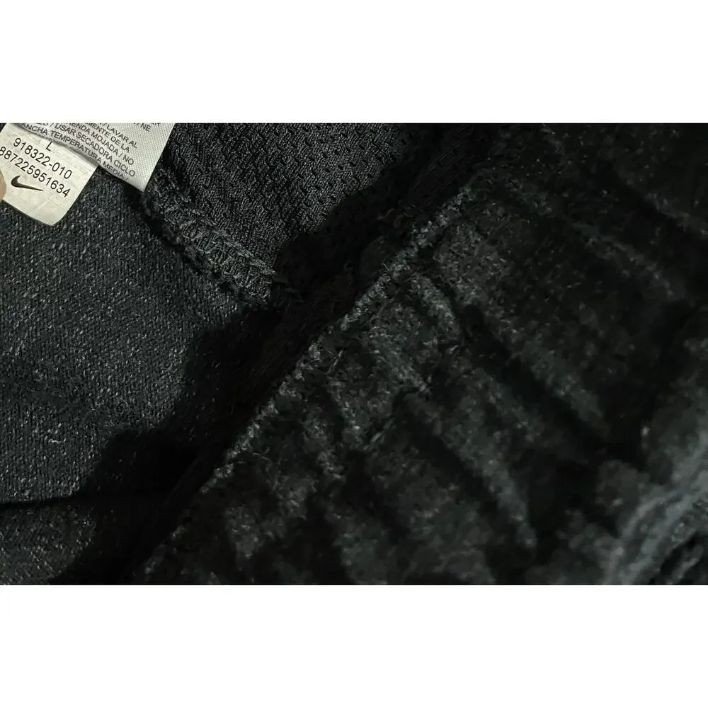 Nike Black Heather Fleece Joggers Sweatpants Large Zip Pockets Logo Excellent